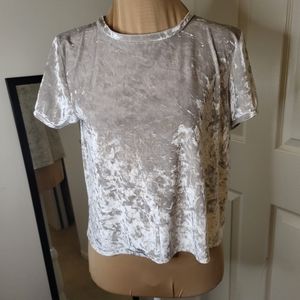 Love Charm - Silvery White Crushed "Velvet" look Top, Size L